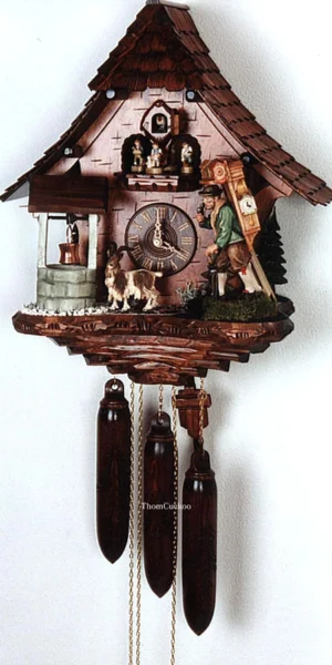 นาฬิกากุ๊กกูเยอรมัน Black Forest Germany ระบบกลไกไขลาน 8 วัน พร้อมเสียงดนตรี คลาสสิกไม้แกะสลัก ช่างนาฬิกาเคลื่อนไหว รหัสสินค้า 0677