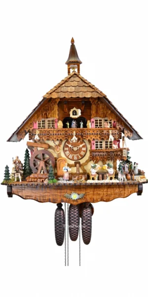 นาฬิกากุ๊กกูเยอรมัน Black Forest Germany ระบบกลไกไขลาน 8 วัน พร้อมเสียงดนตรี คลาสสิกไม้แกะสลัก รหัสสินค้า 0741