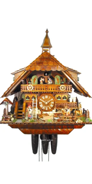 นาฬิกากุ๊กกูเยอรมัน Black Forest Germany ระบบกลไกไขลาน 8 วัน พร้อมเสียงดนตรี บ้านฟาร์มยุโรป รหัสสินค้า 0714