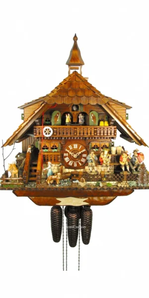 นาฬิกากุ๊กกูเยอรมัน Black Forest Germany ระบบกลไกไขลาน 8 วัน พร้อมเสียงดนตรี บ้านฟาร์มยุโรป รหัสสินค้า 0727