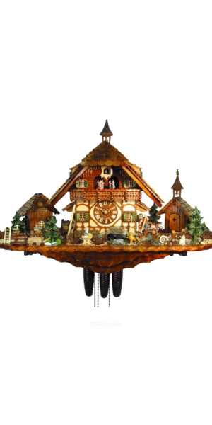 นาฬิกากุ๊กกูเยอรมัน Black Forest Germany ระบบกลไกไขลาน 8 วัน พร้อมเสียงดนตรี บ้านฟาร์มยุโรป รหัสสินค้า 0740
