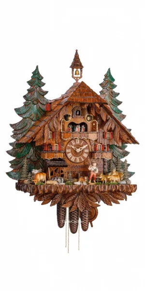 นาฬิกากุ๊กกูเยอรมัน Black Forest Germany ระบบกลไกไขลาน 8 วัน พร้อมเสียงดนตรี บ้านเจ้าหน้าที่ป่าไม้ รหัสสินค้า 0734