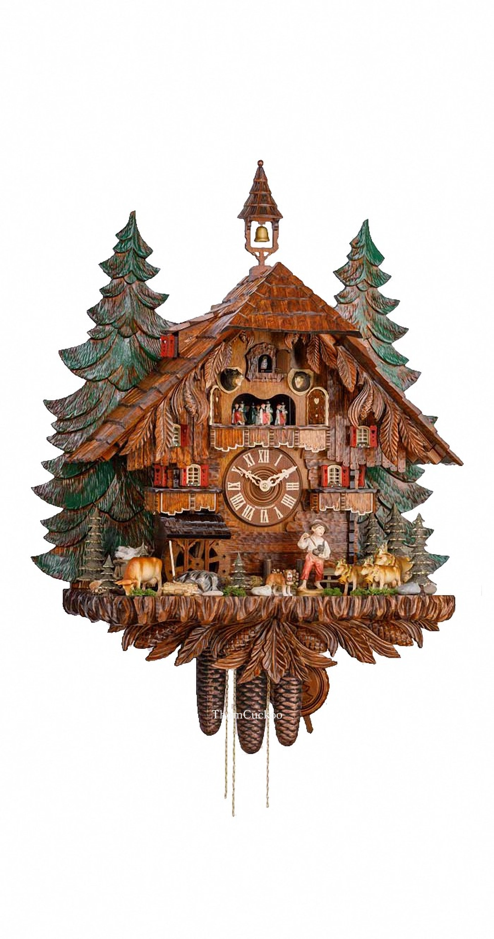 นาฬิกากุ๊กกูเยอรมัน Black Forest Germany ระบบกลไกไขลาน 8 วัน พร้อมเสียงดนตรี บ้านเจ้าหน้าที่ป่าไม้ รหัสสินค้า 0734