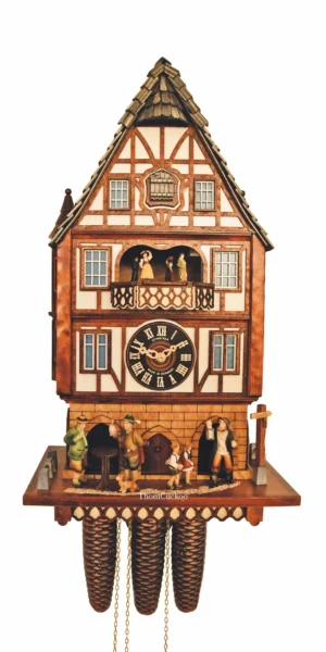 นาฬิกากุ๊กกูเยอรมัน Black Forest Germany ระบบกลไกไขลาน 8 วัน พร้อมเสียงดนตรี บ้านโครงไม้ยุโรป รหัสสินค้า 0723