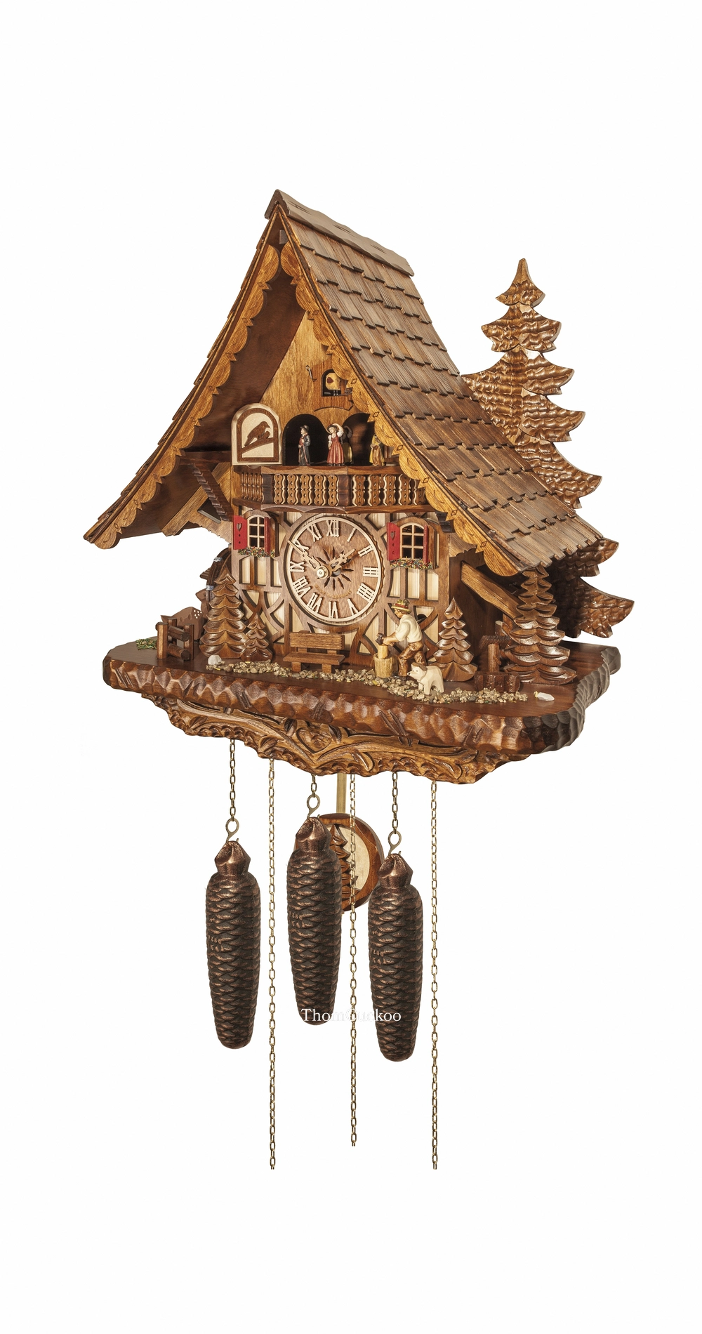 นาฬิกากุ๊กกูเยอรมัน Black Forest Germany ระบบกลไกไขลาน 8 วัน พร้อมเสียงดนตรี บ้าน Black Forest ขนาดใหญ่ กังหันน้ำหมุนได้ ตุ๊กตาเต้นระบำ รหัสสินค้า 0601