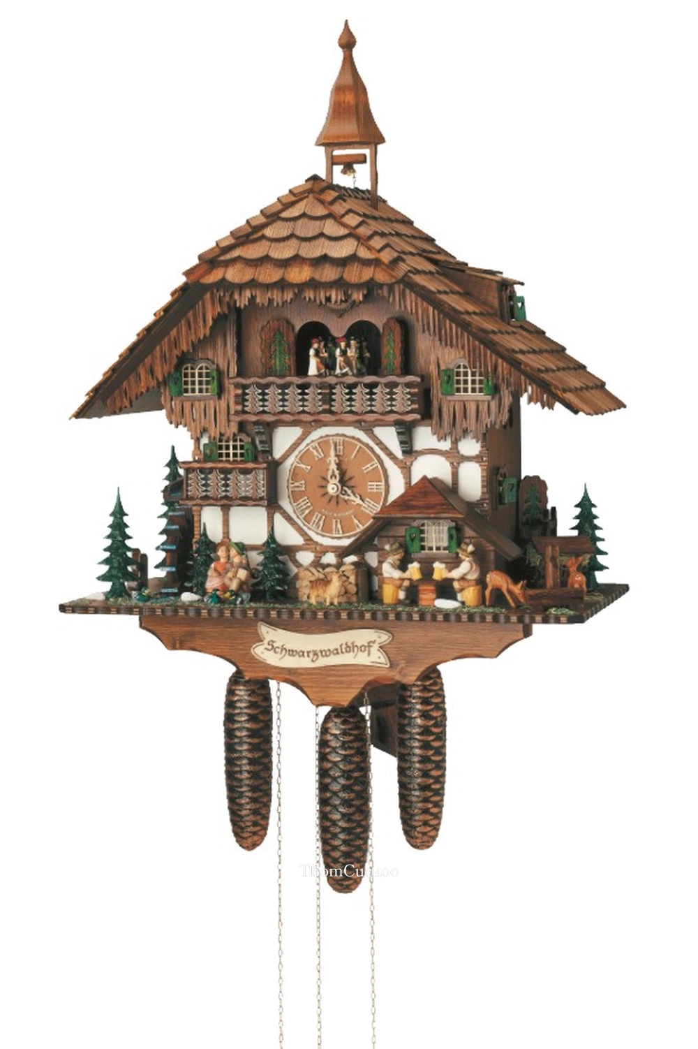 นาฬิกากุ๊กกูเยอรมัน Black Forest Germany ระบบกลไกไขลาน 8 วัน พร้อมเสียงดนตรี ธีมคู่รักโรแมนติก คนดื่มเบียร์คู่เคลื่อนไหว รหัสสินค้า 0720