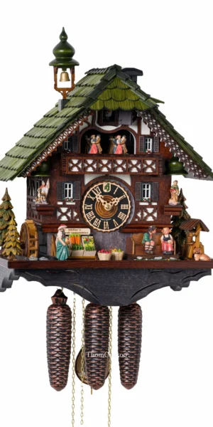 นาฬิกากุ๊กกูเยอรมัน Black Forest Germany ระบบกลไกไขลาน 8 วัน พร้อมเสียงดนตรี ธีมคู่รักโรแมนติก กังหันน้ำหมุนได้ รหัสสินค้า 0710