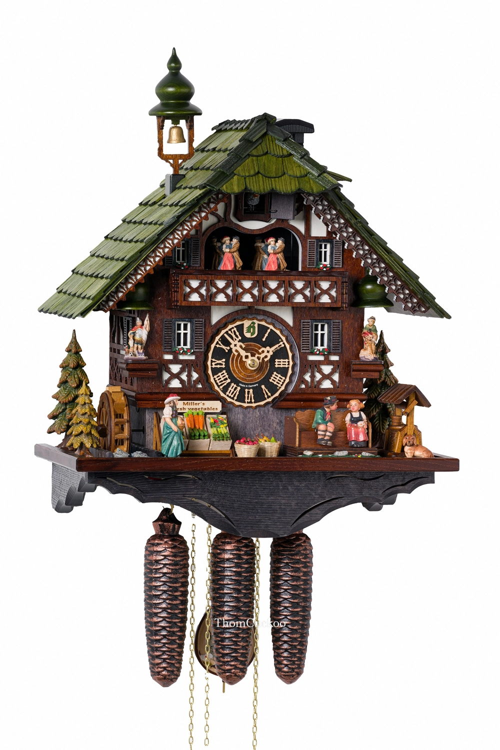 นาฬิกากุ๊กกูเยอรมัน Black Forest Germany ระบบกลไกไขลาน 8 วัน พร้อมเสียงดนตรี ธีมคู่รักโรแมนติก กังหันน้ำหมุนได้ รหัสสินค้า 0710