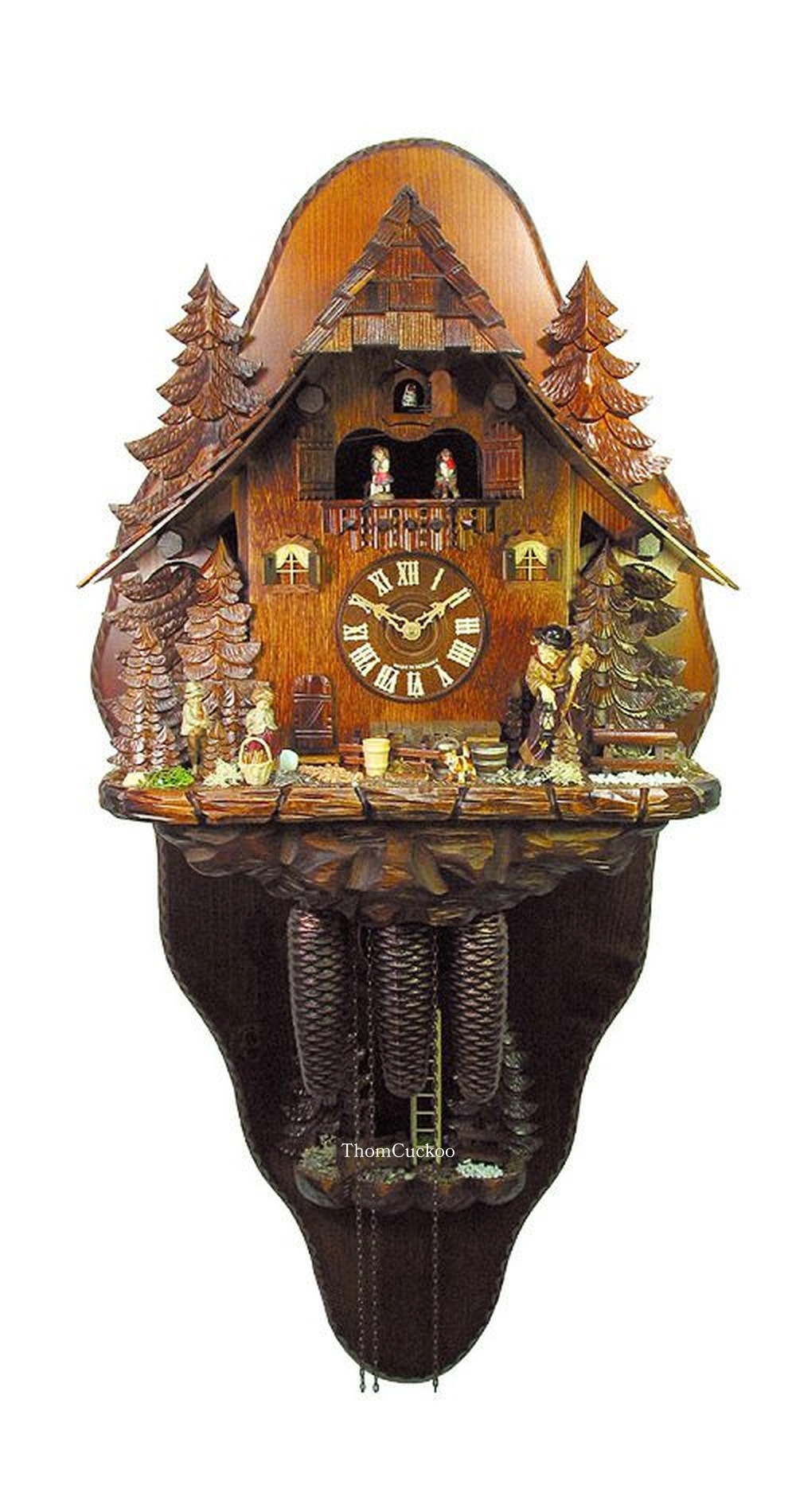 นาฬิกากุ๊กกูเยอรมัน Black Forest Germany ระบบกลไกไขลาน 8 วัน พร้อมเสียงดนตรี บ้านแม่มดสไตล์เทพนิยาย รหัสสินค้า 0716