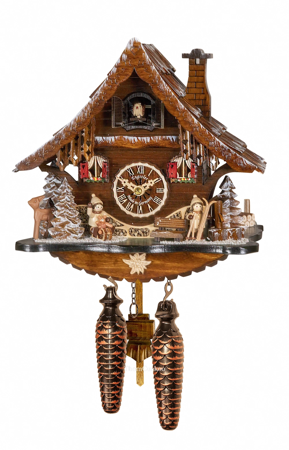 นาฬิกากุ๊กกูเยอรมัน Black Forest Germany ระบบ Quartz บ้านไม้สไตล์ Black Forest รหัสสินค้า 0411