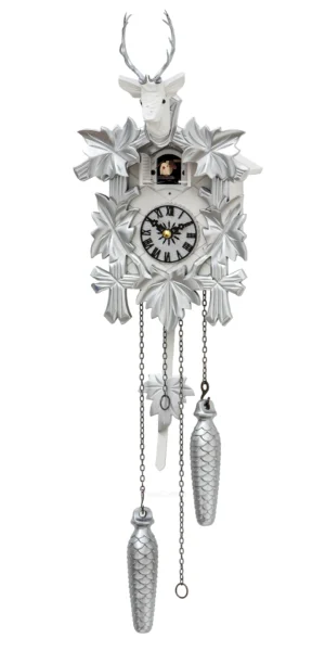 นาฬิกากุ๊กกูเยอรมัน Black Forest Germany ระบบ Quartz ลายกวางและสัตว์ป่าแกะสลัก ใบไม้แกะสลัก รหัสสินค้า 0350