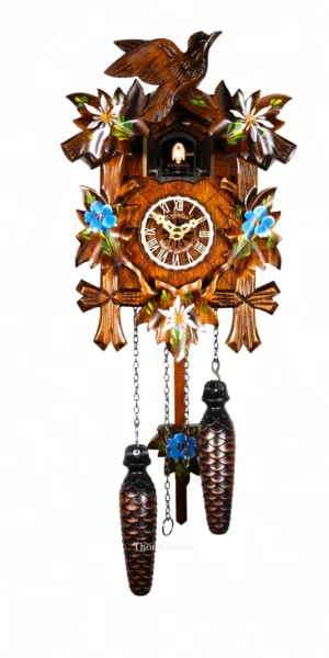 นาฬิกากุ๊กกูเยอรมัน Black Forest Germany ระบบ Quartz ลายใบไม้และนกแกะสลัก รหัสสินค้า 0343