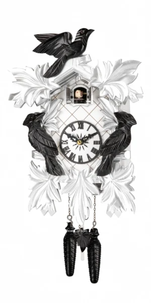 นาฬิกากุ๊กกูเยอรมัน Black Forest Germany ระบบ Quartz ลายใบไม้และนกแกะสลัก รหัสสินค้า 0384