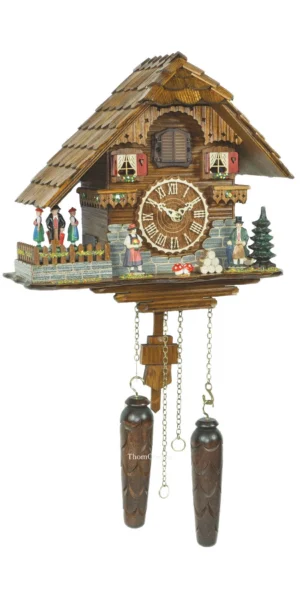 นาฬิกากุ๊กกูเยอรมัน Black Forest Germany ระบบ Quartz พร้อมเสียงดนตรี บ้านไม้สไตล์ Black Forest ตุ๊กตาเต้นระบำ รหัสสินค้า 0175