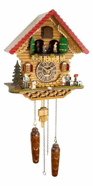 นาฬิกากุ๊กกูเยอรมัน Black Forest Germany ระบบ Quartz พร้อมเสียงดนตรี บ้านไม้สไตล์ Black Forest ตุ๊กตาเต้นระบำ รหัสสินค้า 0222