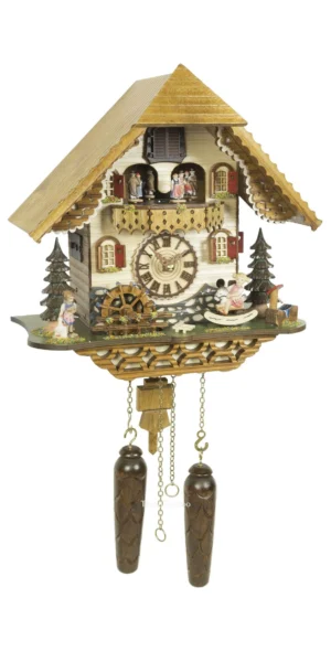 นาฬิกากุ๊กกูเยอรมัน Black Forest Germany ระบบ Quartz พร้อมเสียงดนตรี บ้านไม้สไตล์ Black Forest ตุ๊กตาเต้นระบำ รหัสสินค้า 0244
