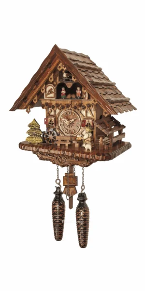 นาฬิกากุ๊กกูเยอรมัน Black Forest Germany ระบบ Quartz พร้อมเสียงดนตรี บ้านไม้สไตล์ Black Forest ตุ๊กตาเต้นระบำ รหัสสินค้า 0278