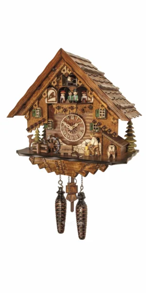 นาฬิกากุ๊กกูเยอรมัน Black Forest Germany ระบบ Quartz พร้อมเสียงดนตรี บ้านไม้สไตล์ Black Forest ตุ๊กตาเต้นระบำ รหัสสินค้า 0280