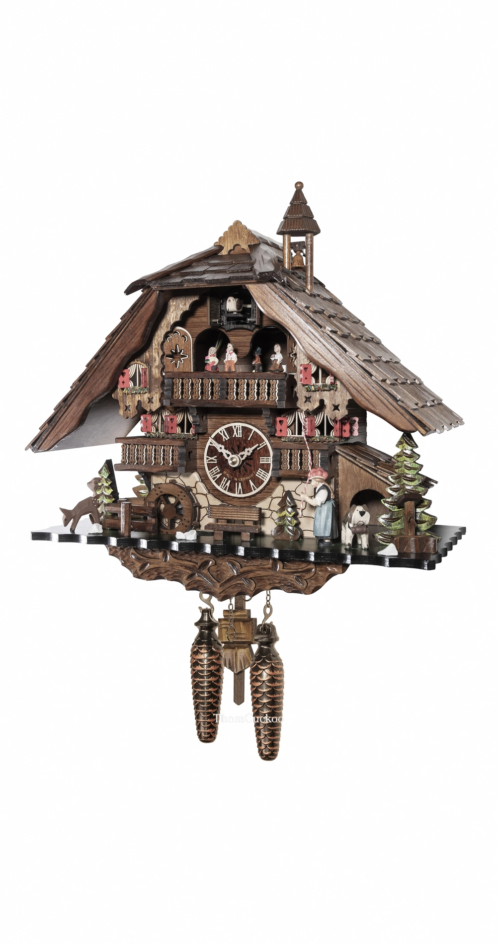 นาฬิกากุ๊กกูเยอรมัน Black Forest Germany ระบบ Quartz พร้อมเสียงดนตรี บ้านไม้สไตล์ Black Forest ตุ๊กตาเต้นระบำ รหัสสินค้า 0308