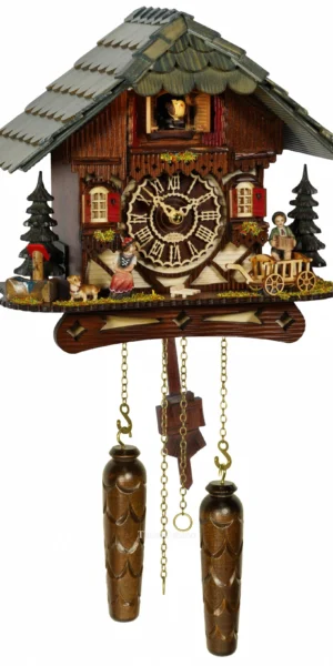 นาฬิกากุ๊กกูเยอรมัน Black Forest Germany ระบบ Quartz พร้อมเสียงดนตรี บ้านไม้สไตล์ Black Forest มีไฟประดับ รหัสสินค้า 0229
