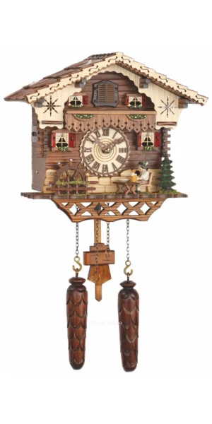 นาฬิกากุ๊กกูเยอรมัน Black Forest Germany ระบบ Quartz พร้อมเสียงดนตรี บ้านไม้สไตล์ Black Forest คนดื่มเบียร์เคลื่อนไหว รหัสสินค้า 0225
