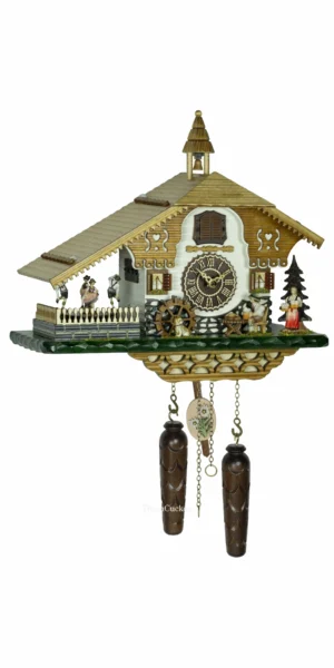 นาฬิกากุ๊กกูเยอรมัน Black Forest Germany ระบบ Quartz พร้อมเสียงดนตรี บ้านไม้สไตล์ Black Forest คนดื่มเบียร์เคลื่อนไหว ตุ๊กตาเต้นระบำ รหัสสินค้า 0251