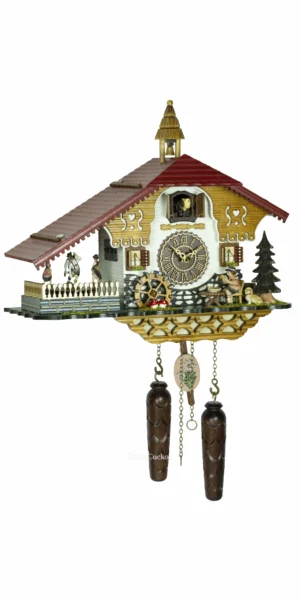 นาฬิกากุ๊กกูเยอรมัน Black Forest Germany ระบบ Quartz พร้อมเสียงดนตรี บ้านไม้สไตล์ Black Forest คนดื่มเบียร์เคลื่อนไหว ตุ๊กตาเต้นระบำ รหัสสินค้า 0252
