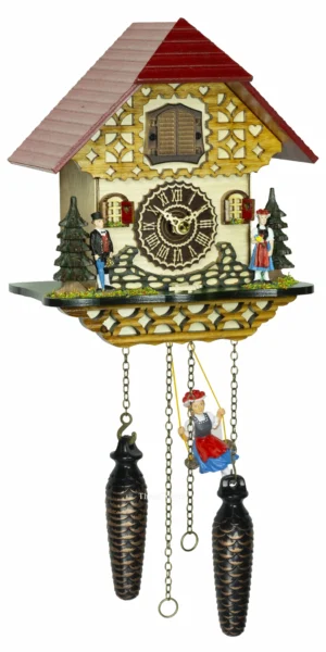 นาฬิกากุ๊กกูเยอรมัน Black Forest Germany ระบบ Quartz พร้อมเสียงดนตรี บ้านไม้สไตล์ Black Forest ชิงช้าเคลื่อนไหว รหัสสินค้า 0036