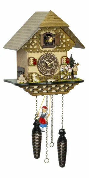 นาฬิกากุ๊กกูเยอรมัน Black Forest Germany ระบบ Quartz พร้อมเสียงดนตรี บ้านไม้สไตล์ Black Forest ชิงช้าเคลื่อนไหว รหัสสินค้า 0037
