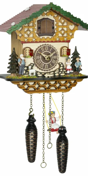 นาฬิกากุ๊กกูเยอรมัน Black Forest Germany ระบบ Quartz พร้อมเสียงดนตรี บ้านไม้สไตล์ Black Forest ชิงช้าเคลื่อนไหว รหัสสินค้า 0068