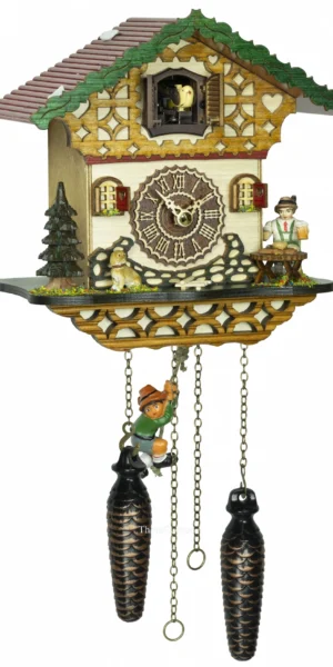 นาฬิกากุ๊กกูเยอรมัน Black Forest Germany ระบบ Quartz พร้อมเสียงดนตรี บ้านไม้สไตล์ Black Forest ชิงช้าเคลื่อนไหว รหัสสินค้า 0079