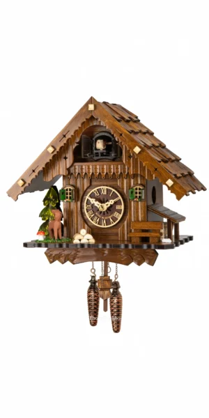 นาฬิกากุ๊กกูเยอรมัน Black Forest Germany ระบบ Quartz พร้อมเสียงดนตรี บ้านไม้สไตล์ Black Forest รหัสสินค้า 0019
