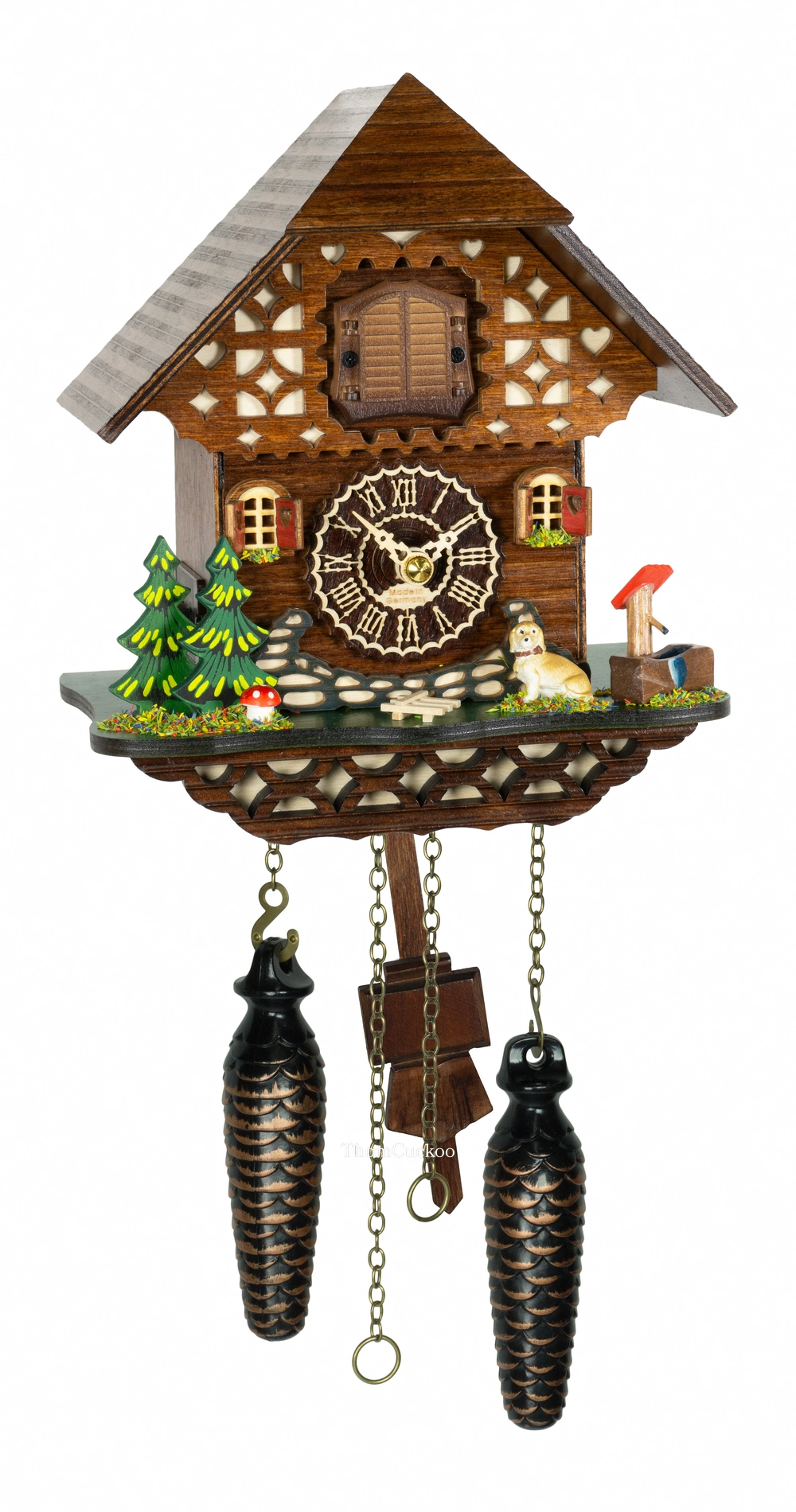 นาฬิกากุ๊กกูเยอรมัน Black Forest Germany ระบบ Quartz พร้อมเสียงดนตรี บ้านไม้สไตล์ Black Forest รหัสสินค้า 0021