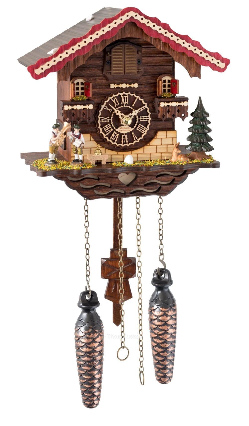 นาฬิกากุ๊กกูเยอรมัน Black Forest Germany ระบบ Quartz พร้อมเสียงดนตรี บ้านไม้สไตล์ Black Forest รหัสสินค้า 0024