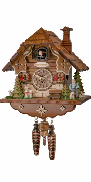 นาฬิกากุ๊กกูเยอรมัน Black Forest Germany ระบบ Quartz พร้อมเสียงดนตรี บ้านไม้สไตล์ Black Forest รหัสสินค้า 0044