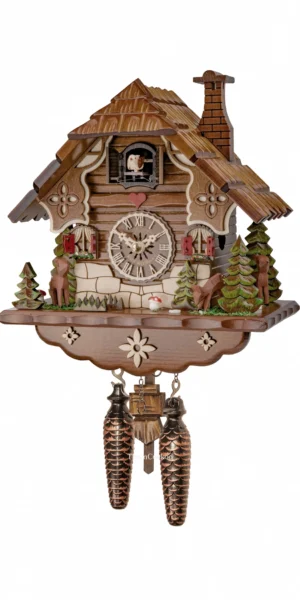 นาฬิกากุ๊กกูเยอรมัน Black Forest Germany ระบบ Quartz พร้อมเสียงดนตรี บ้านไม้สไตล์ Black Forest รหัสสินค้า 0049