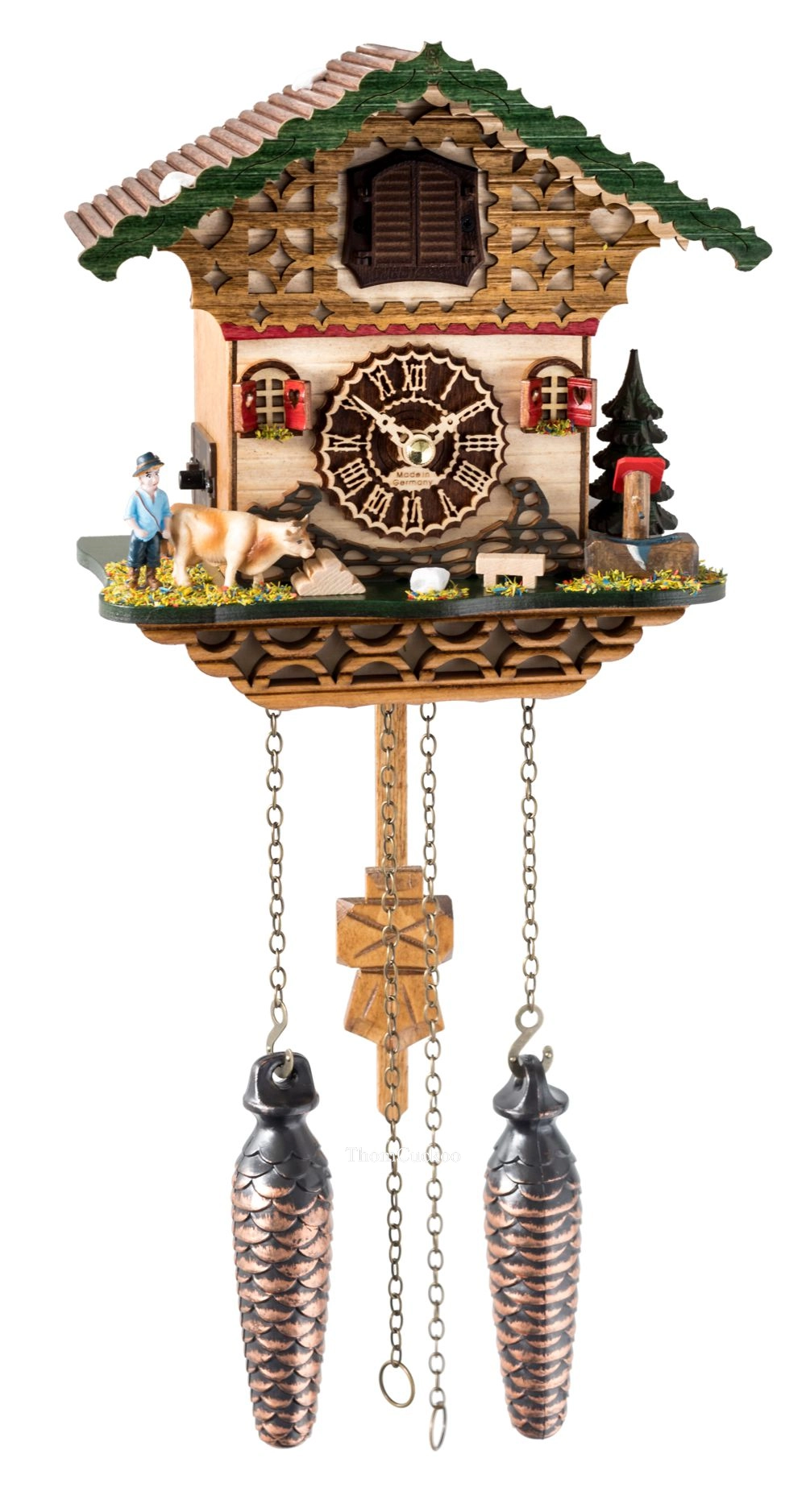 นาฬิกากุ๊กกูเยอรมัน Black Forest Germany ระบบ Quartz พร้อมเสียงดนตรี บ้านไม้สไตล์ Black Forest รหัสสินค้า 0060