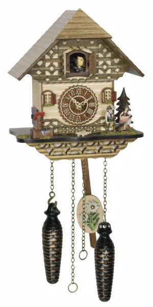 นาฬิกากุ๊กกูเยอรมัน Black Forest Germany ระบบ Quartz พร้อมเสียงดนตรี บ้านไม้สไตล์ Black Forest รหัสสินค้า 0066