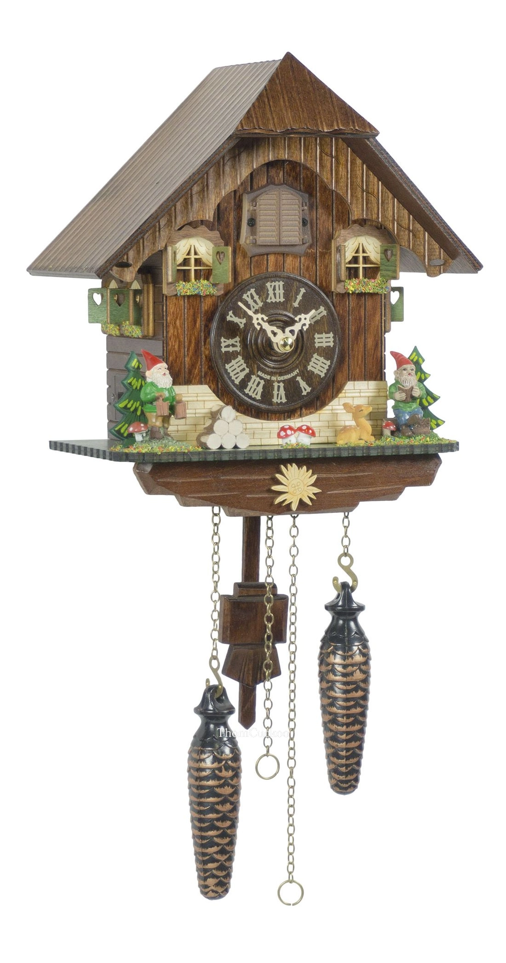 นาฬิกากุ๊กกูเยอรมัน Black Forest Germany ระบบ Quartz พร้อมเสียงดนตรี บ้านไม้สไตล์ Black Forest รหัสสินค้า 0067
