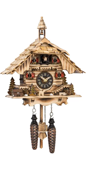 นาฬิกากุ๊กกูเยอรมัน Black Forest Germany ระบบ Quartz พร้อมเสียงดนตรี บ้านไม้สไตล์ Black Forest รหัสสินค้า 0077