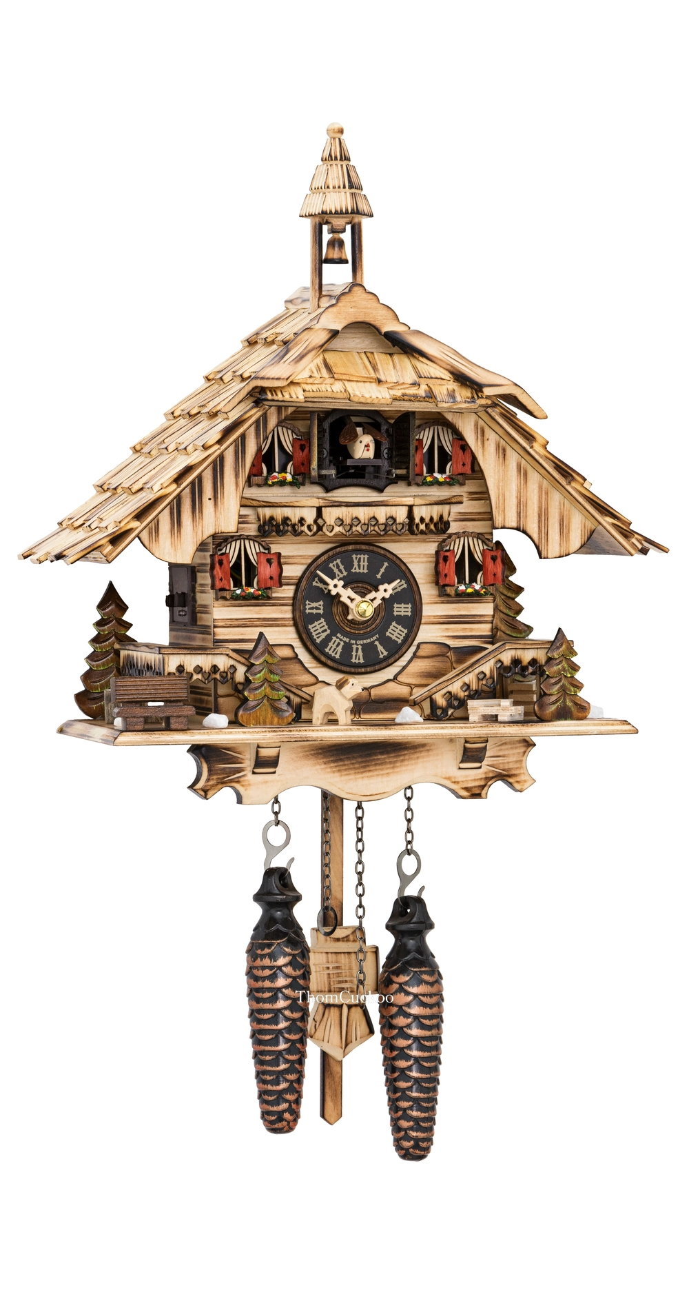 นาฬิกากุ๊กกูเยอรมัน Black Forest Germany ระบบ Quartz พร้อมเสียงดนตรี บ้านไม้สไตล์ Black Forest รหัสสินค้า 0077