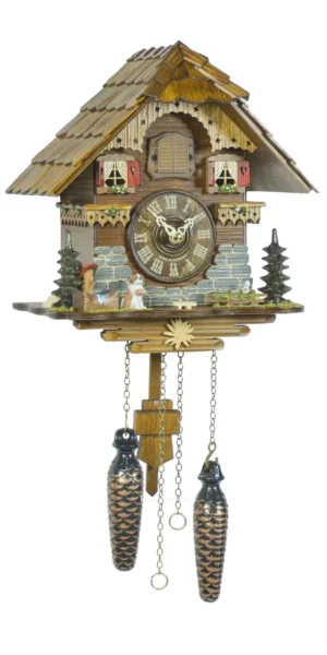 นาฬิกากุ๊กกูเยอรมัน Black Forest Germany ระบบ Quartz พร้อมเสียงดนตรี บ้านไม้สไตล์ Black Forest รหัสสินค้า 0078