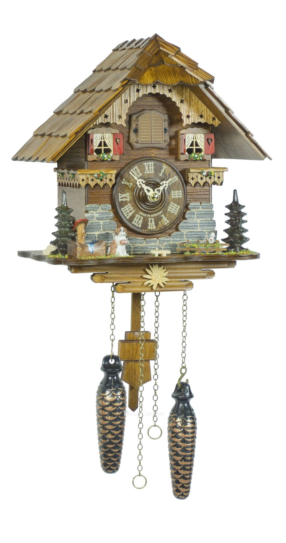 นาฬิกากุ๊กกูเยอรมัน Black Forest Germany ระบบ Quartz พร้อมเสียงดนตรี บ้านไม้สไตล์ Black Forest รหัสสินค้า 0078