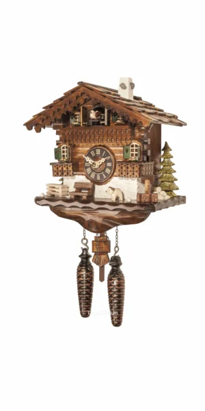 นาฬิกากุ๊กกูเยอรมัน Black Forest Germany ระบบ Quartz พร้อมเสียงดนตรี บ้านไม้สไตล์ Black Forest รหัสสินค้า 0080