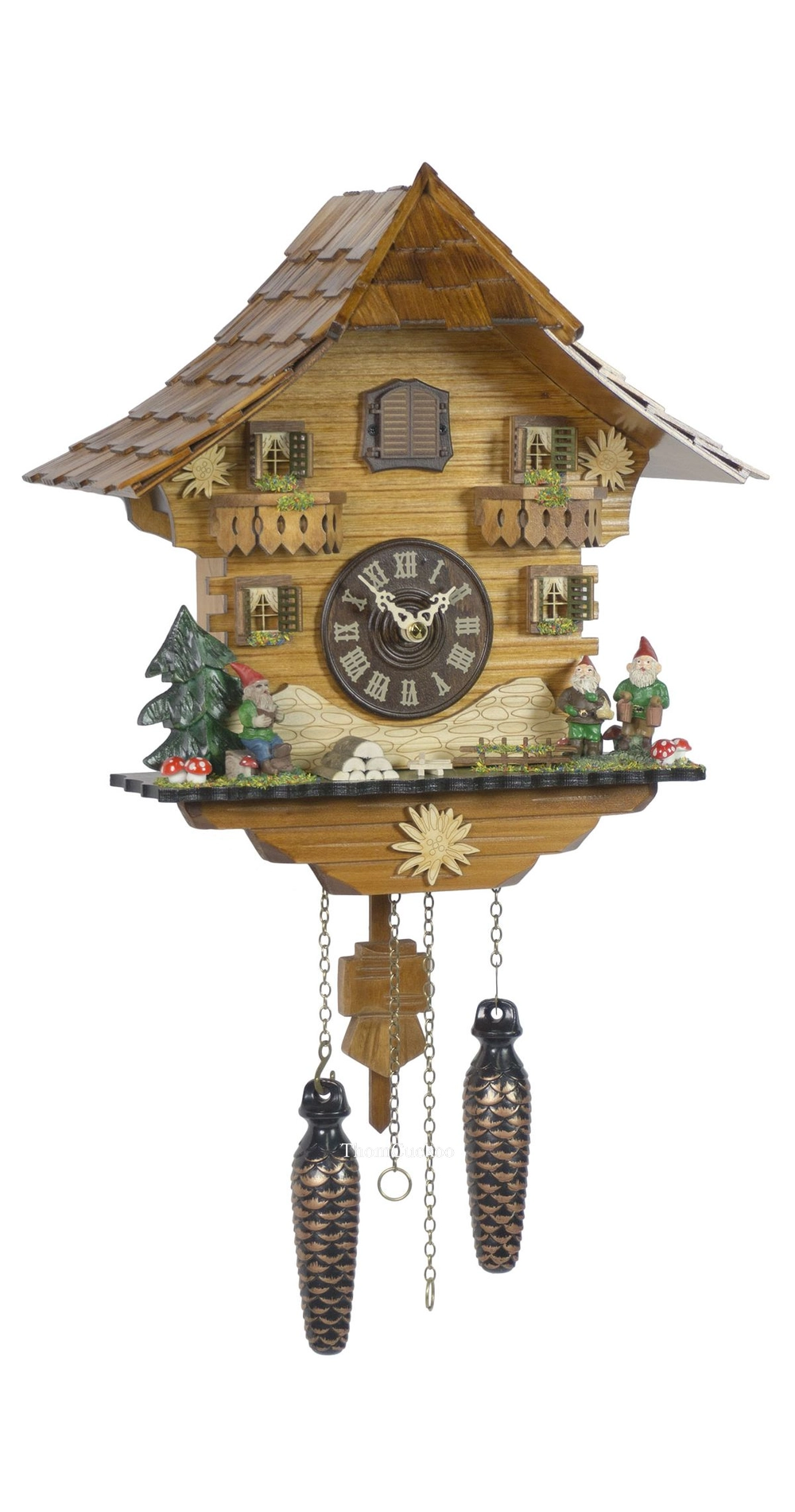 นาฬิกากุ๊กกูเยอรมัน Black Forest Germany ระบบ Quartz พร้อมเสียงดนตรี บ้านไม้สไตล์ Black Forest รหัสสินค้า 0099