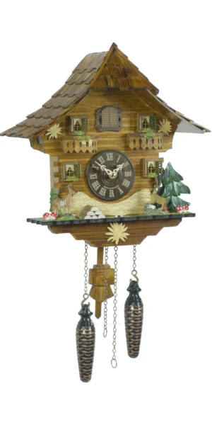 นาฬิกากุ๊กกูเยอรมัน Black Forest Germany ระบบ Quartz พร้อมเสียงดนตรี บ้านไม้สไตล์ Black Forest รหัสสินค้า 0100