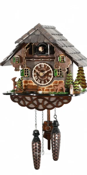 นาฬิกากุ๊กกูเยอรมัน Black Forest Germany ระบบ Quartz พร้อมเสียงดนตรี บ้านไม้สไตล์ Black Forest รหัสสินค้า 0110