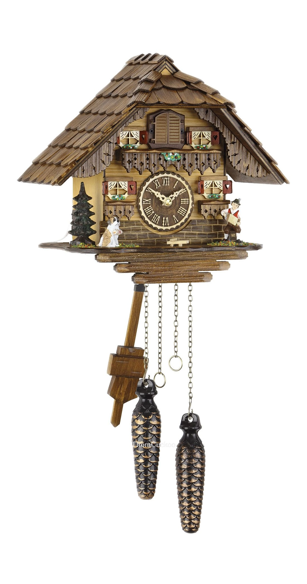 นาฬิกากุ๊กกูเยอรมัน Black Forest Germany ระบบ Quartz พร้อมเสียงดนตรี บ้านไม้สไตล์ Black Forest รหัสสินค้า 0112