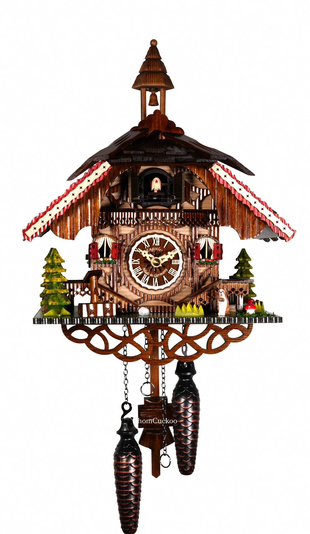 นาฬิกากุ๊กกูเยอรมัน Black Forest Germany ระบบ Quartz พร้อมเสียงดนตรี บ้านไม้สไตล์ Black Forest รหัสสินค้า 0113