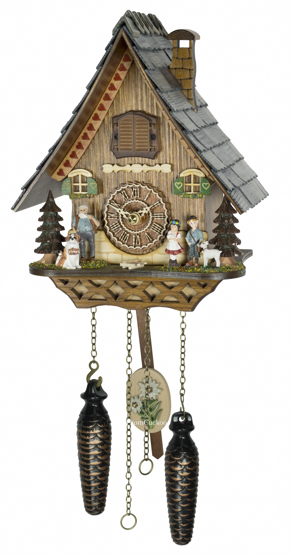 นาฬิกากุ๊กกูเยอรมัน Black Forest Germany ระบบ Quartz พร้อมเสียงดนตรี บ้านไม้สไตล์ Black Forest รหัสสินค้า 0118